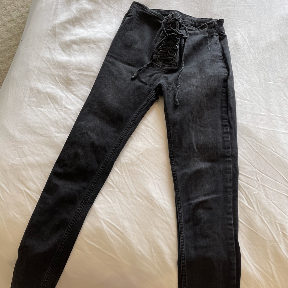 Lace Up Free People Jeans
